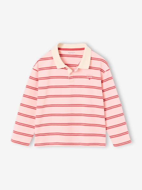 Polo manches longues fille rose bonbon 1 - vertbaudet enfant 
