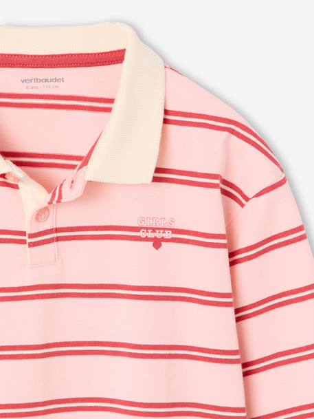 Polo manches longues fille rose bonbon 3 - vertbaudet enfant 