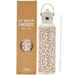 Puériculture-Gourde isotherme léopard marron (600 ml)