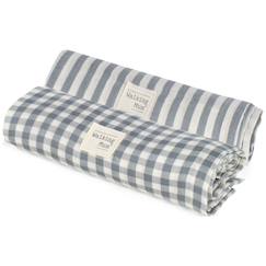 Set 2 langes praliné vichy rayures moka (70x70 cm)  - vertbaudet enfant