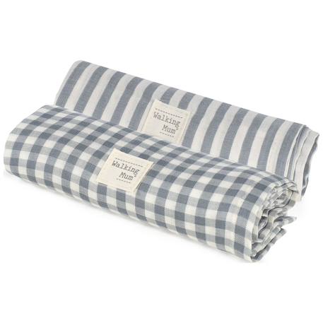 Set 2 langes praliné vichy rayures moka (70x70 cm) Marron+Vert 5 - vertbaudet enfant 