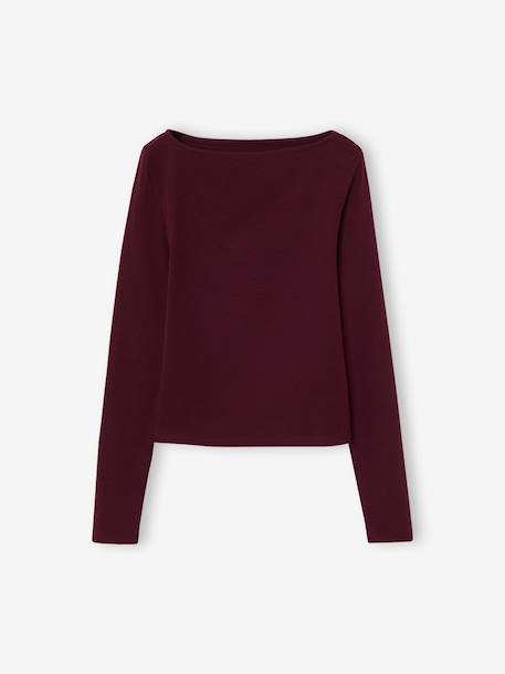 Lot de 2 t-shirts en côtes fille bordeaux+gris chiné 2 - vertbaudet enfant 