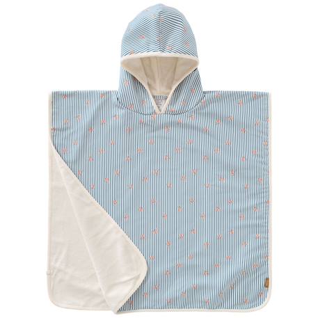Poncho de plage anti-uv rayures & crabes Bleu, blanc, orange 2 - vertbaudet enfant 