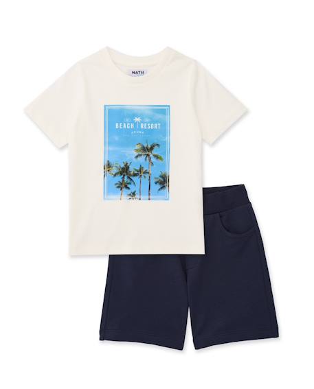 Ensemble garçon en maille avec imprimé sur le devant Blanc 1 - vertbaudet enfant 