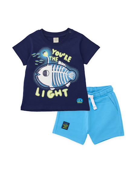 Garçon-Ensemble garçon en maille avec motif de poisson lumineux