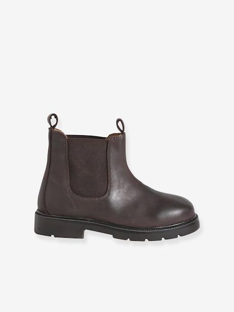 Boots enfant garçon cuir élastiquées brun 2 - vertbaudet enfant 
