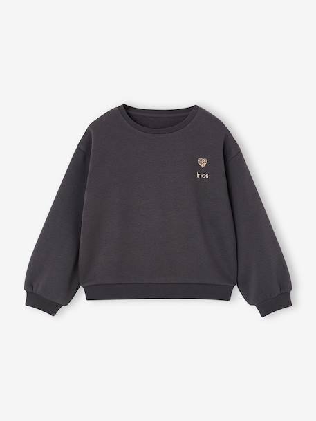 Sweat fille motif imprimé anthracite+corail+pivoine+sauge+vanille+violine 4 - vertbaudet enfant 