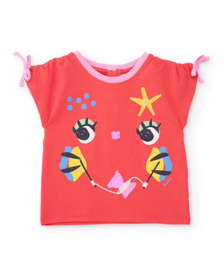 Ensemble en maille pour fille avec nœuds aux manches Rouge 2 - vertbaudet enfant 