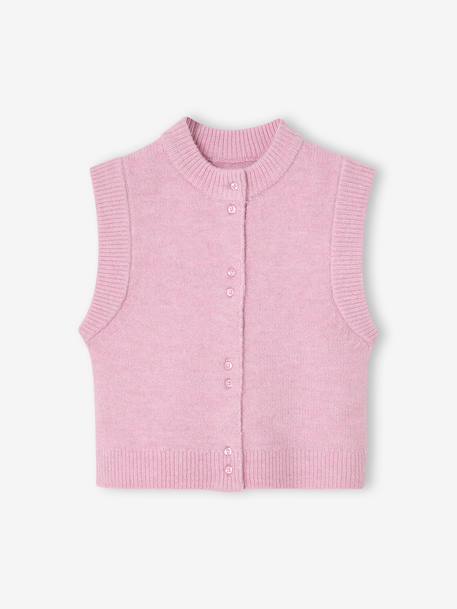 Gilet sans manches fille boutonné devant lilas+vanille 1 - vertbaudet enfant 