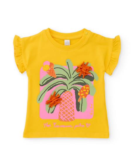 Ensemble fille en maille avec détails en relief Jaune 2 - vertbaudet enfant 