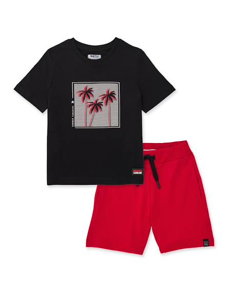 Ensemble garçon en maille avec motif palmiers Noir 1 - vertbaudet enfant 