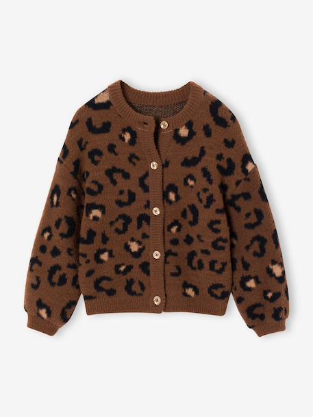 Gilet fille motif maille mousseuse chocolat+écru+marron+vert 7 - vertbaudet enfant 
