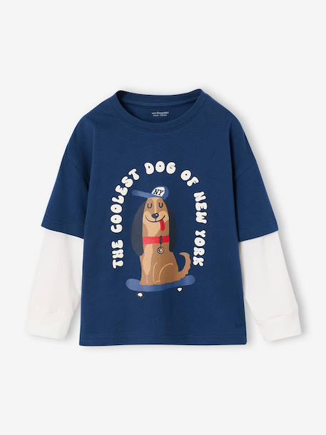 T-shirt manches longues garçon effet superposé marine 3 - vertbaudet enfant 