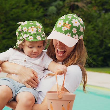 Casquette enfant flower power vert (9-24 mois) Vert, rose, jaune 4 - vertbaudet enfant 