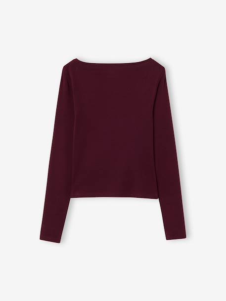 Lot de 2 t-shirts en côtes fille bordeaux+gris chiné 4 - vertbaudet enfant 
