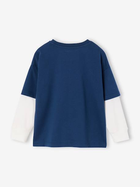 T-shirt manches longues garçon effet superposé marine 4 - vertbaudet enfant 