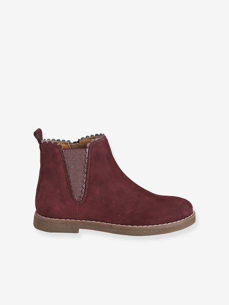 Boots enfant fille cuir élastiquées et zippées bordeaux+camel+marine+or 2 - vertbaudet enfant 