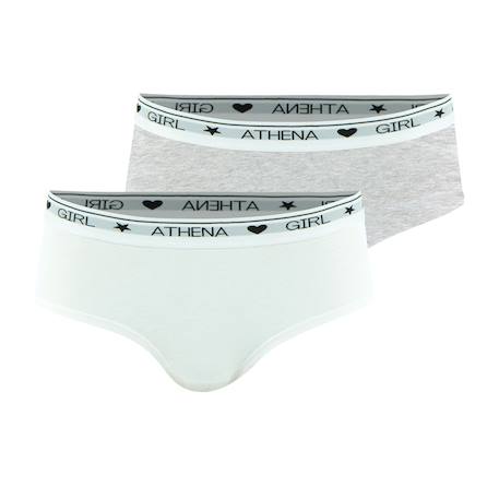 Lot de 2 boxers fille coton ultra doux  fille Blanc-bleu pastel+Blanc-gris chiné 7 - vertbaudet enfant 