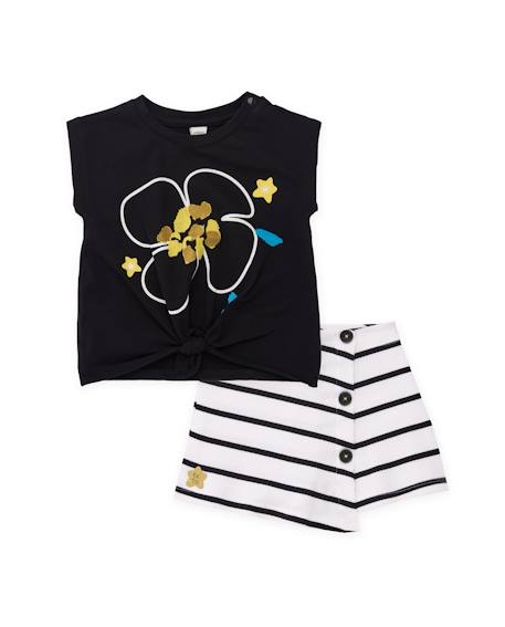 Ensemble en maille pour fille avec motif floral Noir 1 - vertbaudet enfant 