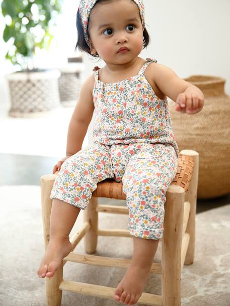 Prêt à porter-Bébé-Salopette, combinaison-Ensemble combinaison et bandeau bébé fille en molleton