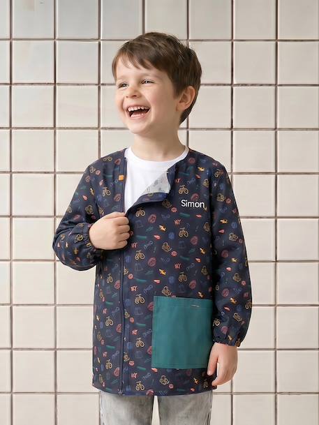 Tablier garçon zippé personnalisable bleu nuit 2 - vertbaudet enfant 