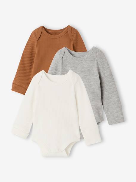 Lot de 3 bodies bébé garçon manches longues caramel 1 - vertbaudet enfant 