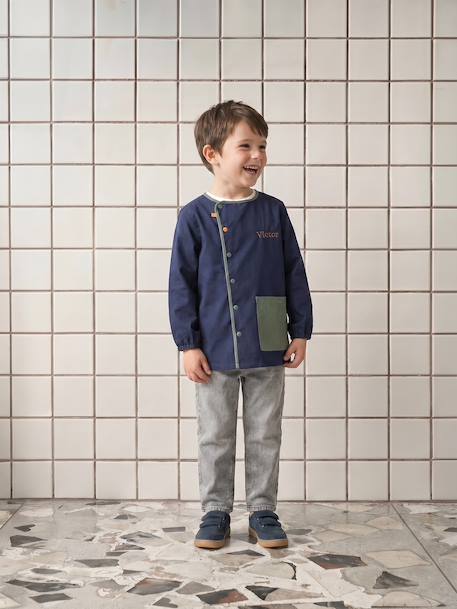 Tablier garçon personnalisable 'Cool school' bleu+bleu foncé 8 - vertbaudet enfant 