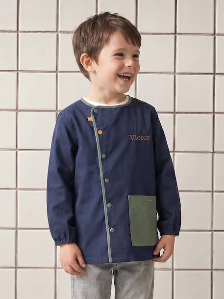Tablier garçon personnalisable 'Cool school' bleu+bleu foncé 13 - vertbaudet enfant 