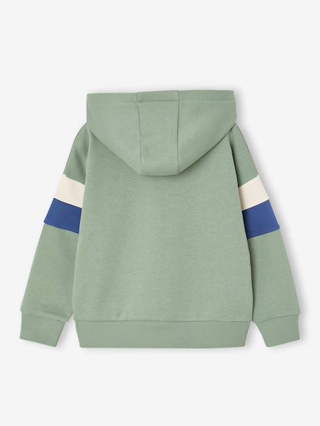 Sweat garçon à capuche motif placé blanc+marine+noix de pécan+vert sauge 11 - vertbaudet enfant 