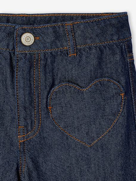 Jean large fille bleu moyen+denim brut 10 - vertbaudet enfant 