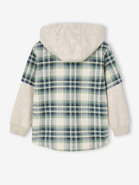 Chemise double matière effet 2 en 1 garçon carreaux blanc+carreaux vert 7 - vertbaudet enfant 