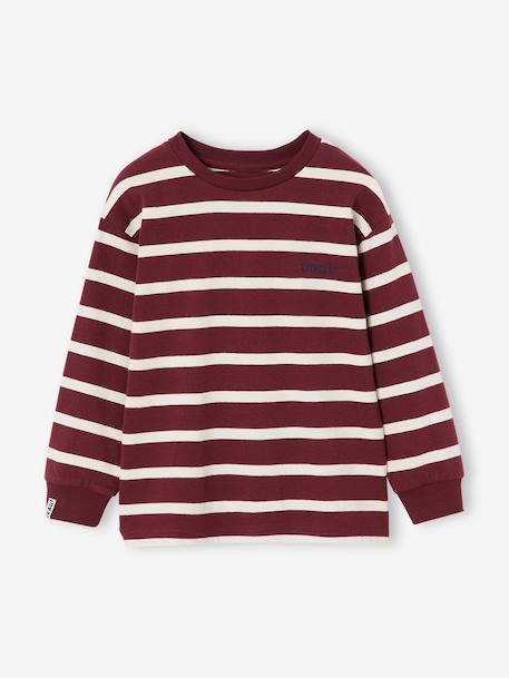 Tee-shirt rayé manches longues garçon bleu nuit+bordeaux+écru 10 - vertbaudet enfant 