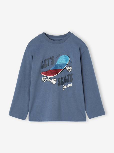 T-shirt manches longues garçon bleu moyen 1 - vertbaudet enfant 