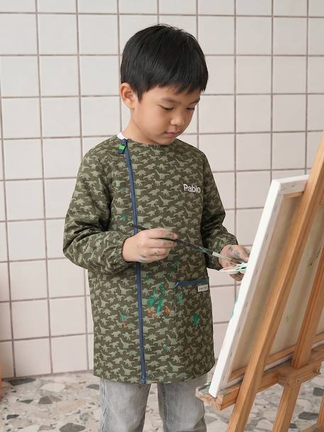 Tablier garçon zippé personnalisable kaki 8 - vertbaudet enfant 