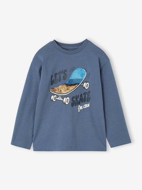 T-shirt manches longues garçon bleu moyen 2 - vertbaudet enfant 