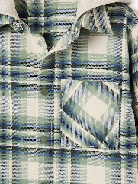 Chemise double matière effet 2 en 1 garçon carreaux blanc+carreaux vert 8 - vertbaudet enfant 