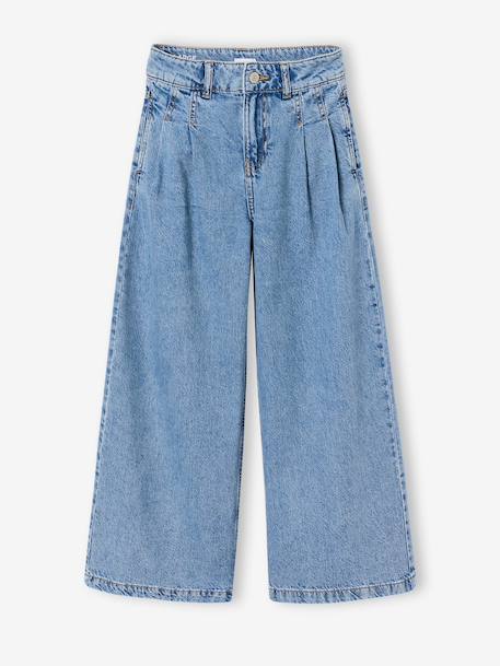 Jean large fille bleu moyen+denim gris 1 - vertbaudet enfant 