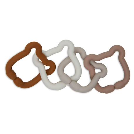 Anneaux de dentition silicone teddy bear Marron, blanc, gris 1 - vertbaudet enfant 