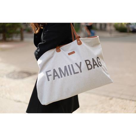 Sac à langer de voyage grande contenance design family bag Blanc imprimé+Gris toile 8 - vertbaudet enfant 