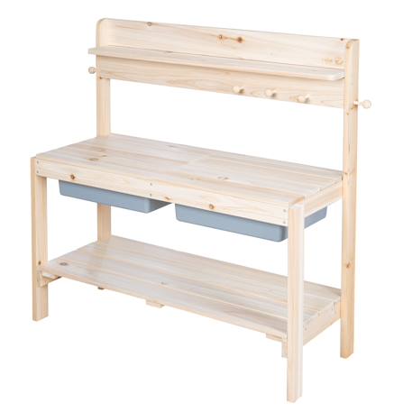Cuisine extérieure pour enfants en bois massif Bois naturel+Gris+Teck 3 - vertbaudet enfant 