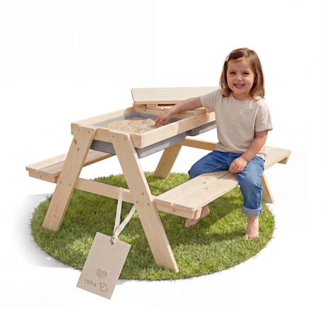 Table sable et eau en bois massif – pique-nique pour 4 enfants Bois naturel 4 - vertbaudet enfant 