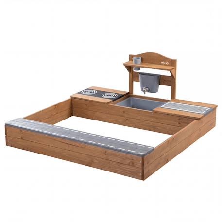 Bac à sable en bois fsc® avec cuisine extérieure intégrée Gris+Teck 8 - vertbaudet enfant 