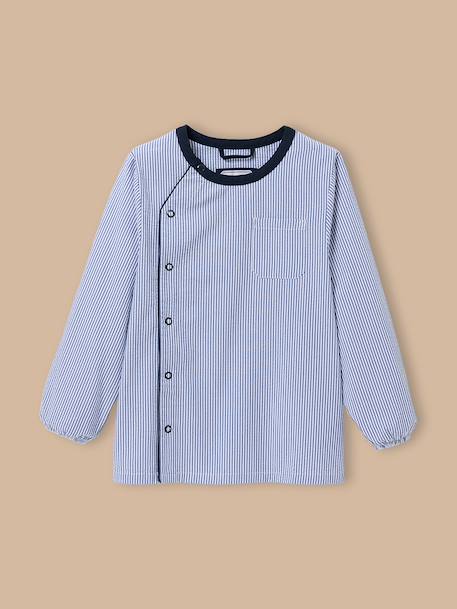 Tablier rayé garçon en seersucker Rayure bleue 1 - vertbaudet enfant 