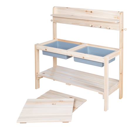Cuisine extérieure pour enfants en bois massif Bois naturel+Gris+Teck 4 - vertbaudet enfant 
