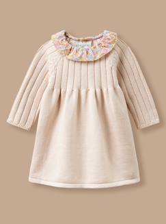 Bébé-Robe, jupe-Robe bébé tricot col liberty