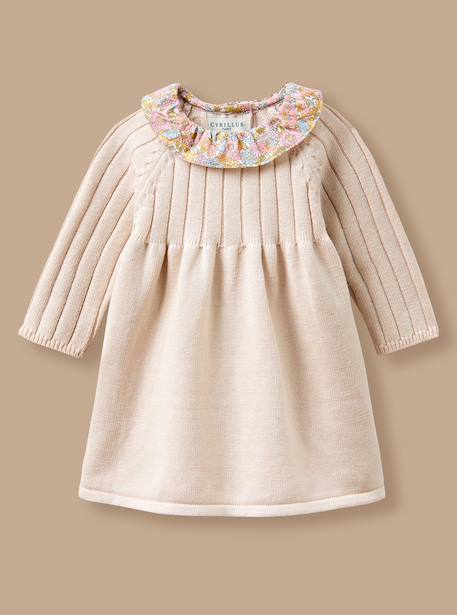 Robe bébé tricot col liberty Liberty annie and may rose 1 - vertbaudet enfant 