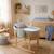 Couffin bébé matelassé avec support en bois Bleu 1 - vertbaudet enfant 