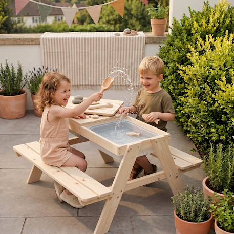 Table sable et eau en bois massif – pique-nique pour 4 enfants Bois naturel 5 - vertbaudet enfant 