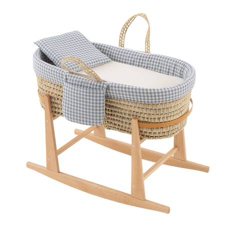 Couffin bébé matelassé avec support en bois Bleu 2 - vertbaudet enfant 