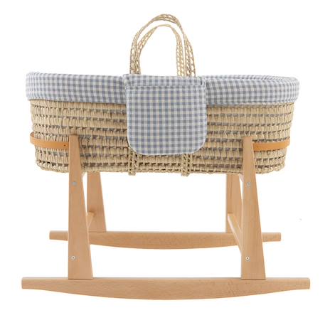 Couffin bébé matelassé avec support en bois Bleu 3 - vertbaudet enfant 